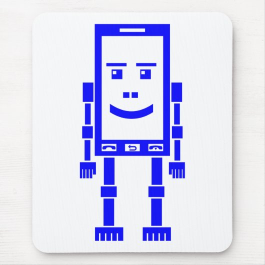 Robo Phone - Blue on White Mousepad (Vorne)