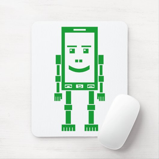 Robo Phone - Grass Green on White Mousepad (Mit Mouse)