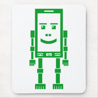 Robo Phone - Grass Green on White Mousepad