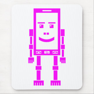 Robo Phone - Magenta auf Weiß Mousepad