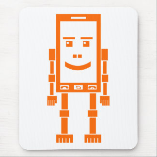 Robo Phone - Orange on White Mousepad