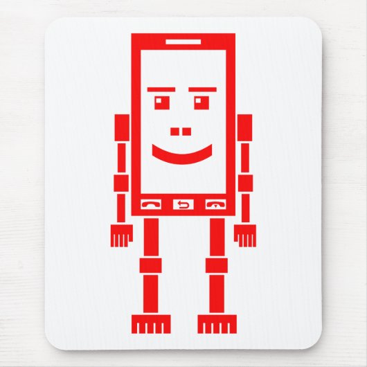 Robo Phone - Red on White Mousepad (Vorne)
