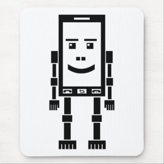 Robo Phone - Schwarz auf Weiß Mousepad