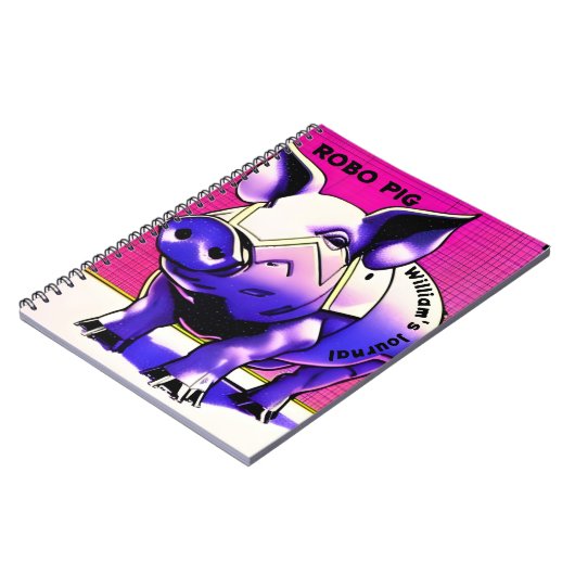 ROBO PIG Journal. Bearbeitbarer Text. Notizblock (Linke Seite)
