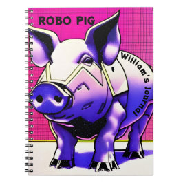 ROBO PIG Journal. Bearbeitbarer Text. Notizblock