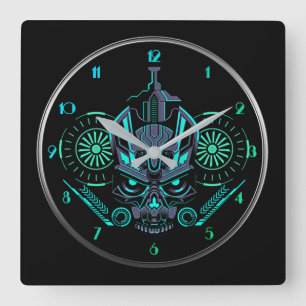 Robo Skull Quadratische Wanduhr