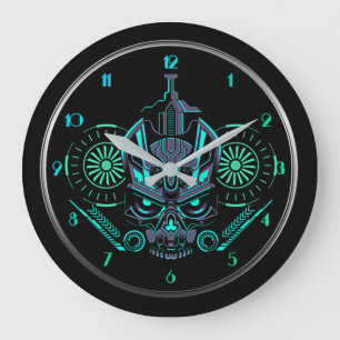 Robo Skull Round Große Wanduhr