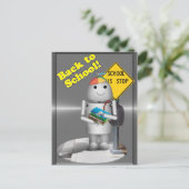 Robo-x9 an der Bushaltestelle der Schule Postkarte (Stehend Vorderseite)