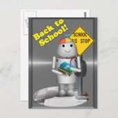 Robo-x9 an der Bushaltestelle der Schule Postkarte (Vorne/Hinten)