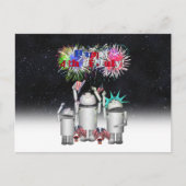 Robo-x9 feiert den 4. Juli Night Sky Postkarte (Vorderseite)
