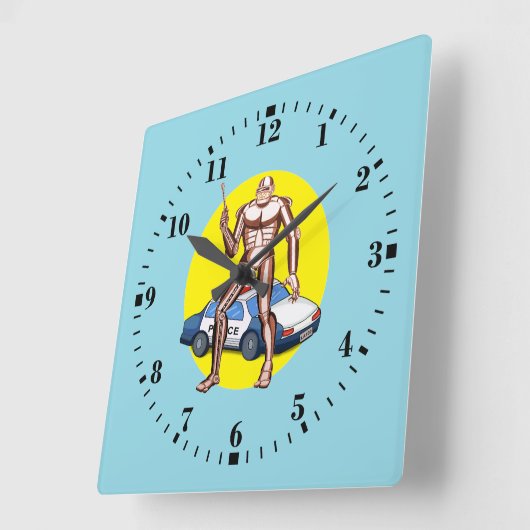 Robocop Quadratische Wanduhr (Winkel)