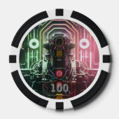 Robot 1 Black 100 Striped Poker Chip (Vorderseite)