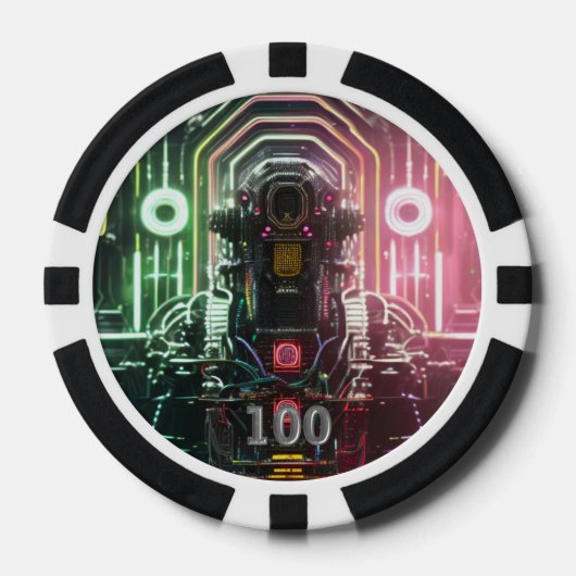 Robot 1 Black 100 Striped Poker Chip (Vorderseite)