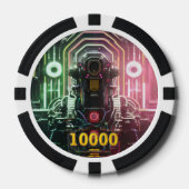 Robot 1 Black gold 10000 gestreifter Poker-Chip Pokerchips (Vorderseite)
