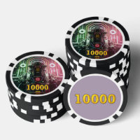 Robot 1 Black gold 10000 gestreifter Poker-Chip