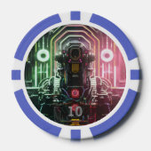 Robot 1 blauer 10-Streifen-Poker-Chip Pokerchips (Vorderseite)