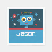 Robot 1. Geburtstag Serviette (Vorderseite)
