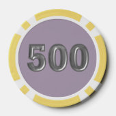 Robot 1 gelber 500 gestreifter Poker-Chip Pokerchips (Rückseite)