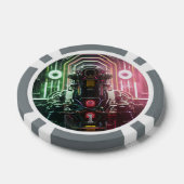 Robot 1 grau 1 gestreifter Poker-Chip Pokerchips (Einzeln)