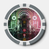 Robot 1 grau 1 gestreifter Poker-Chip Pokerchips (Vorderseite)