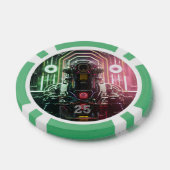 Robot 1 grüner 25 gestreifter Poker-Chip Pokerchips (Einzeln)