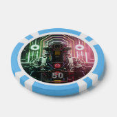 Robot 1 hellblau 50 gestreifter Poker-Chip Pokerchips (Einzeln)