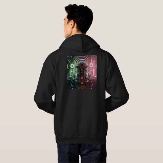 Robot 1 men Schwarz gekleidetes Sweatshirt zurück (Schwarz voll)