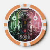 Robot 1 orange 5000 gestreifter Poker-Chip Pokerchips (Vorderseite)