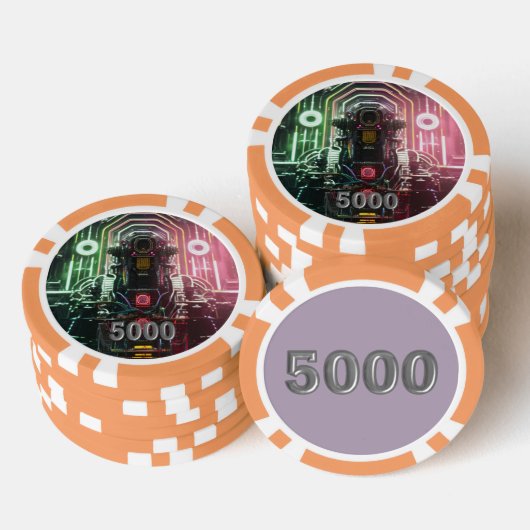 Robot 1 orange 5000 gestreifter Poker-Chip Pokerchips (Stapel)
