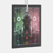 Robot-1-quadratische Glasschmuck Ornament Aus Glas (Vorderseite Rechts)