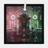 Robot-1-quadratische Glasschmuck Ornament Aus Glas (Rückseite)