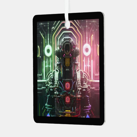 Robot-1-Quadratzer Ornament Aus Metall (Vorderseite links)