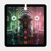 Robot-1-Quadratzer Ornament Aus Metall (Rückseite)