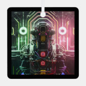 Robot-1-Quadratzer Ornament Aus Metall (Vorderseite)