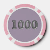 Robot 1 rosa 1000 gestreifter Poker-Chip Pokerchips (Rückseite)