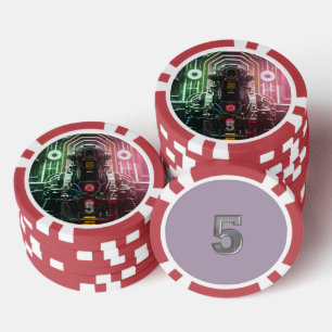 Robot-1-Rot-5-Streifen-Poker-Chip Pokerchips