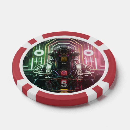 Robot-1-Rot-5-Streifen-Poker-Chip Pokerchips (Einzeln)