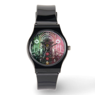 Robot 1 schwarzes Silikon-Gurtband mit Uhrennummer Armbanduhr