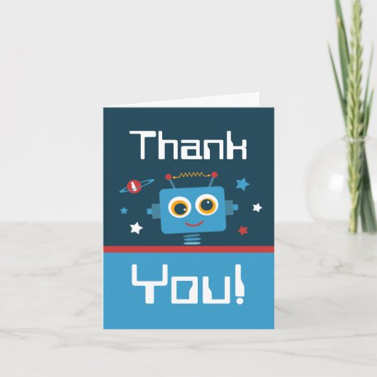 Robot 1st Birthday Thank You Notes Dankeskarte (Vorderseite)