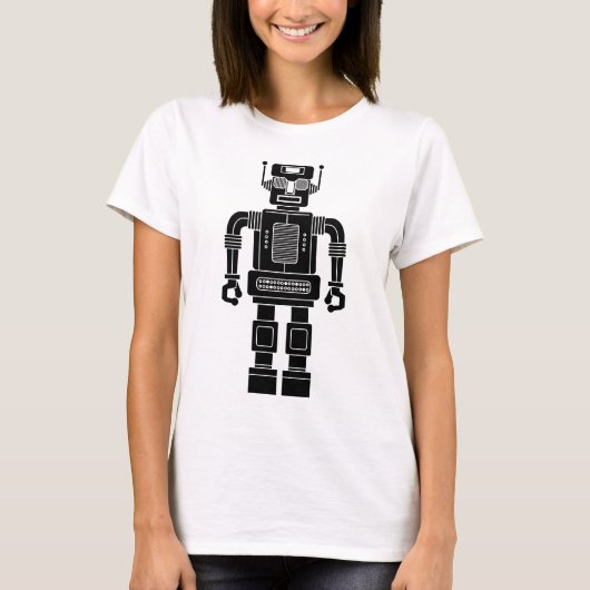 Robot 270620/04 - Schwarzweißroboter (Schwarzweiß) T-Shirt (Vorderseite)