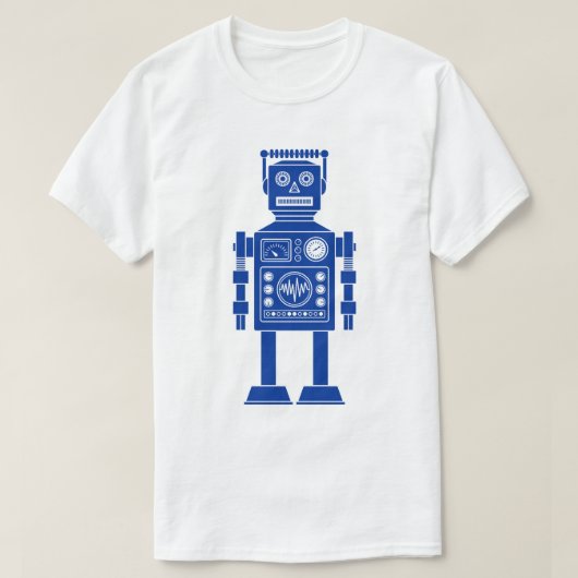 Robot 270620/06 - Navy Blue and White T - Shirt (Design vorne)