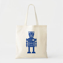 Robot 270620/06 - Navy Blue and White Tote Bag