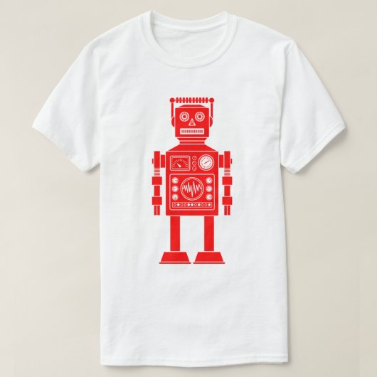 Robot 270620/06 - Roter und Weißer T - Shirt (Design vorne)
