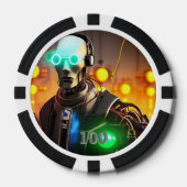 Robot 2 Black 100 Striped Poker Chip (Vorderseite)