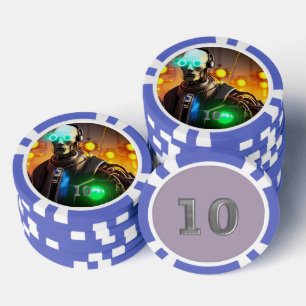 Robot 2 blauer 10-Streifen-Poker-Chip Pokerchips