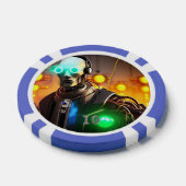 Robot 2 blauer 10-Streifen-Poker-Chip Pokerchips (Einzeln)
