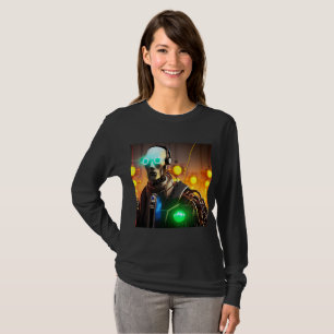 Robot 2 Frauen schwarzer, langärmeliger T - Shirt