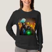 Robot 2 Frauen schwarzer, langärmeliger T - Shirt (Vorderseite)