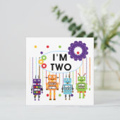 Robot 2. Geburtstagsgeschenke Karte (Stehend Vorderseite)