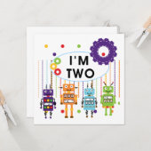 Robot 2. Geburtstagsgeschenke Karte (Vorderseite/Rückseite Beispiel)